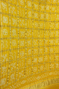 Yellow Bandhani Pure Gajji Silk Checks Dupatta - Luxurion World- Crafted Heirlooms