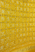 Yellow Bandhani Pure Gajji Silk Checks Dupatta - Luxurion World- Crafted Heirlooms