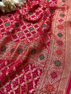 Stunning Pink Banarasi Bandhani Pure Georgette Meenakari Dupatta - Luxurion World
