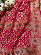 Stunning Pink Banarasi Bandhani Pure Georgette Meenakari Dupatta - Luxurion World