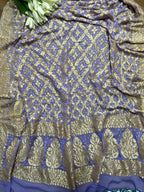 Stunning Purple Banarasi Bandhani Pure Georgette Dupatta - Luxurion World
