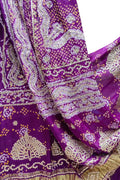 Elegant Purple Bandhani Gota Work Pure Gajji Silk Dupatta - Luxurion World