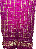 Stunning Pink Bandhani Pure Gajji Silk Gharchola Design Dupatta - Luxurion World- Crafted Heirlooms