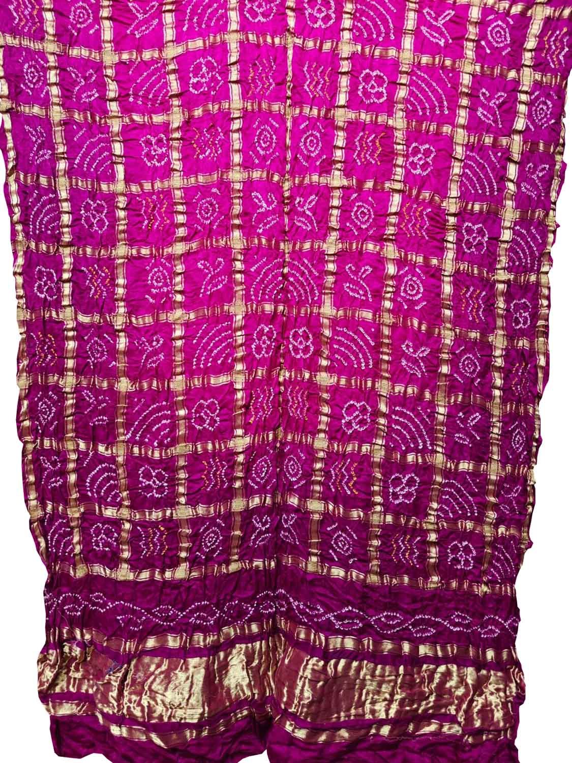 Stunning Pink Bandhani Pure Gajji Silk Gharchola Design Dupatta - Luxurion World- Crafted Heirlooms