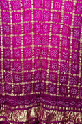 Stunning Pink Bandhani Pure Gajji Silk Gharchola Design Dupatta - Luxurion World- Crafted Heirlooms