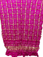 Elegant Pink Bandhani Pure Gajji Silk Gharchola Design Dupatta - Luxurion World- Crafted Heirlooms