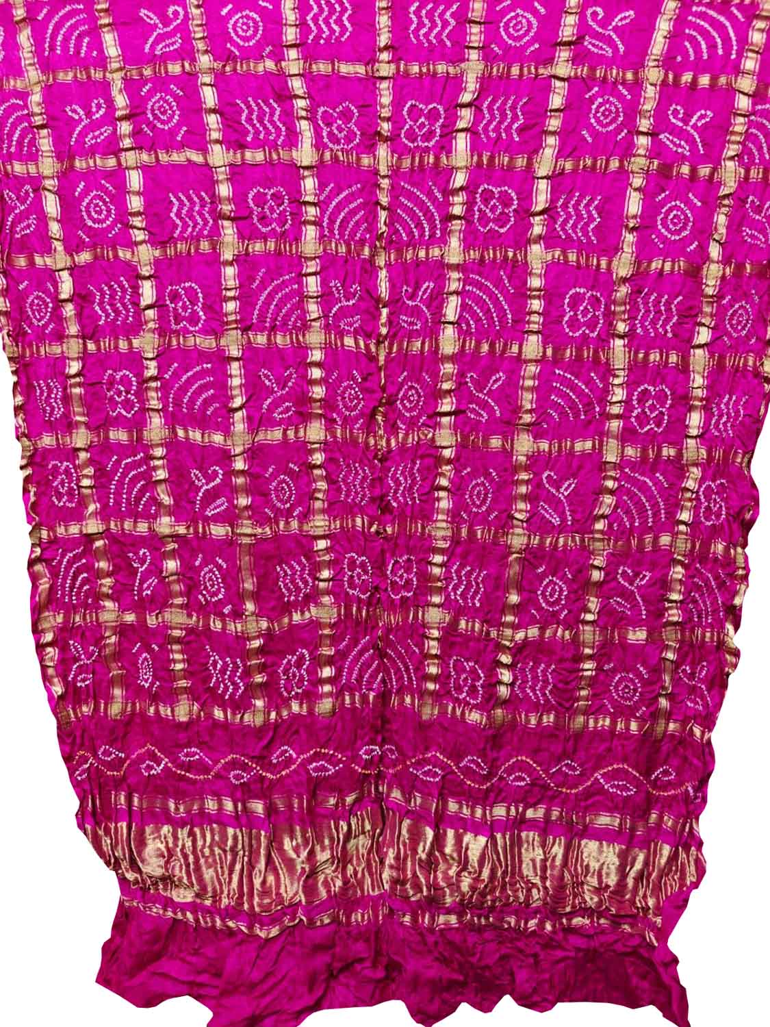 Elegant Pink Bandhani Pure Gajji Silk Gharchola Design Dupatta - Luxurion World- Crafted Heirlooms
