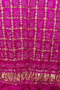 Elegant Pink Bandhani Pure Gajji Silk Gharchola Design Dupatta - Luxurion World- Crafted Heirlooms