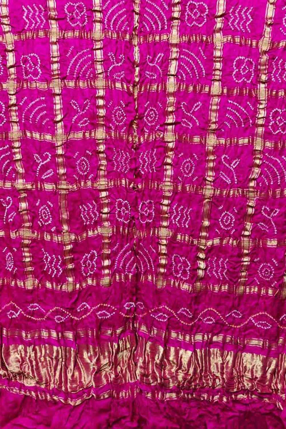 Elegant Pink Bandhani Pure Gajji Silk Gharchola Design Dupatta - Luxurion World- Crafted Heirlooms