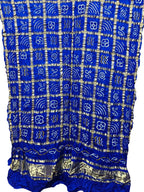 Blue Bandhani Pure Gajji Silk Gharchola Design Dupatta - Luxurion World