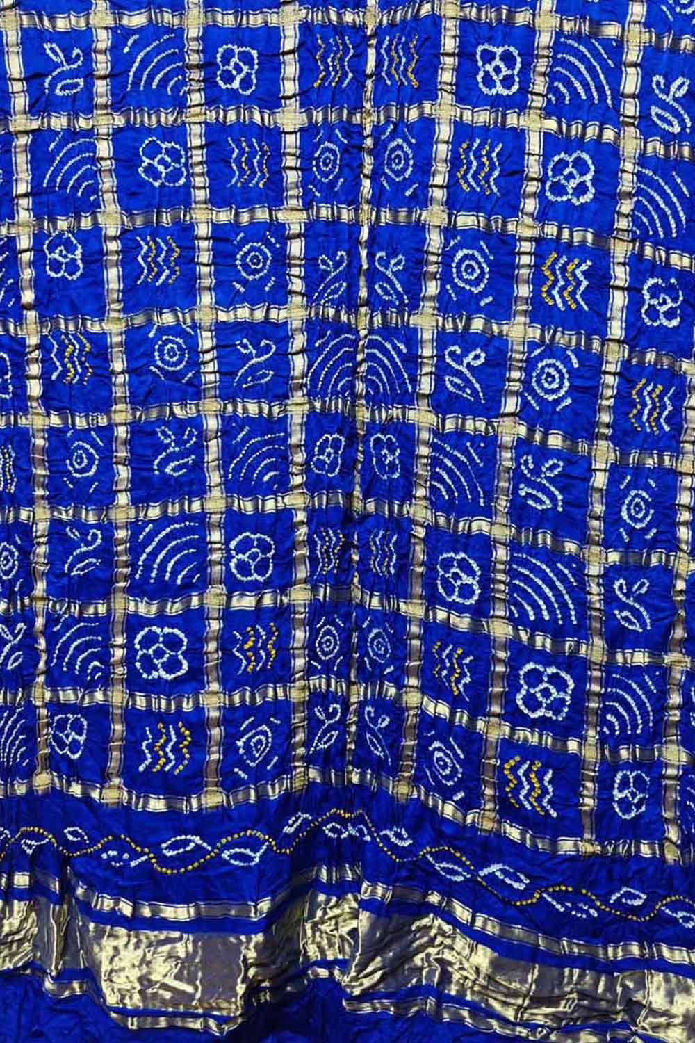 Blue Bandhani Pure Gajji Silk Gharchola Design Dupatta - Luxurion World