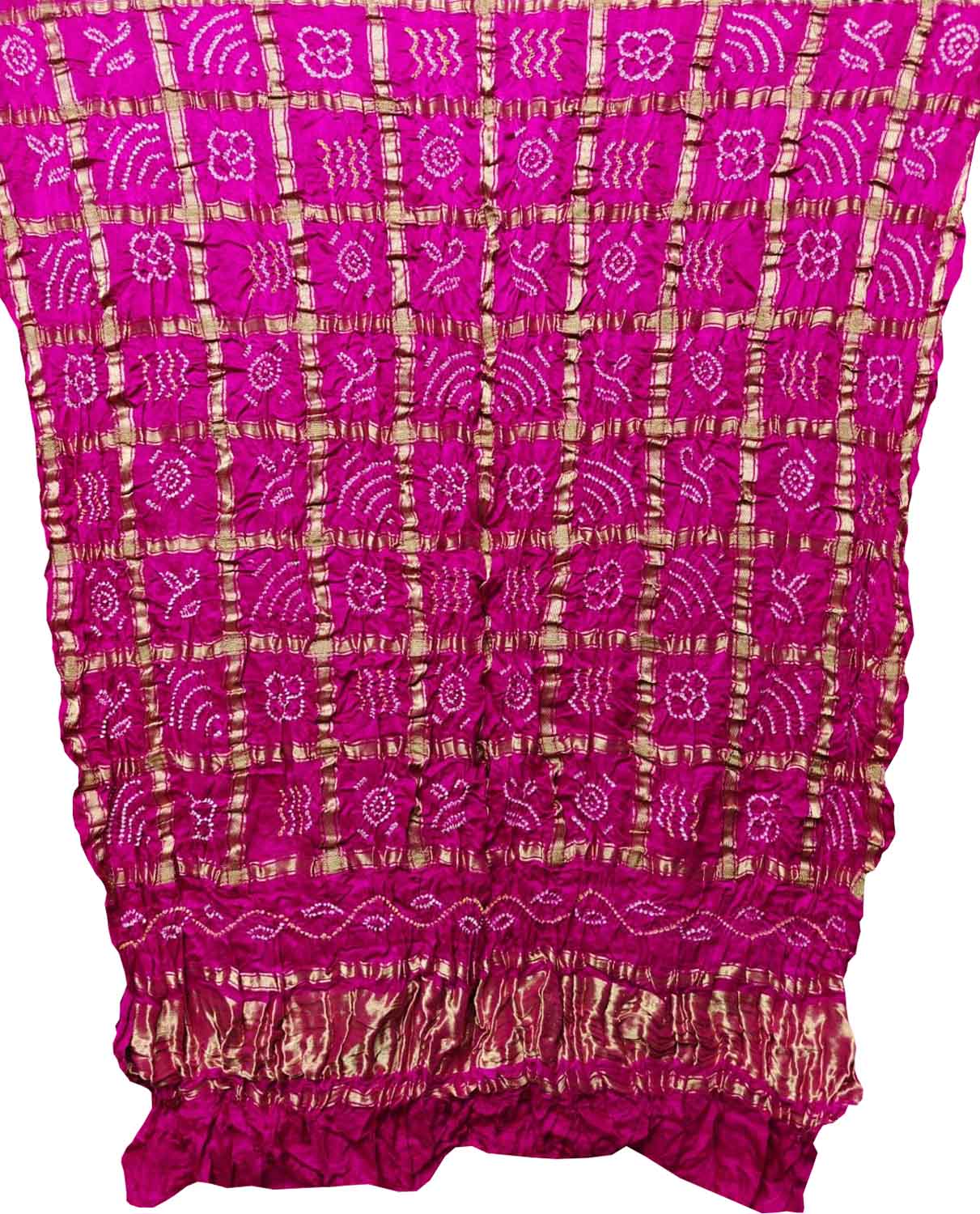 Stunning Pink Bandhani Pure Gajji Silk Gharchola Design Dupatta - Luxurion World