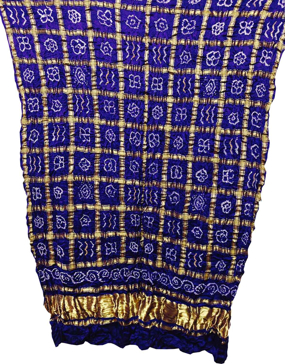 Blue Bandhani Pure Gajji Silk Gharchola Design Dupatta - Luxurion World- Crafted Heirlooms