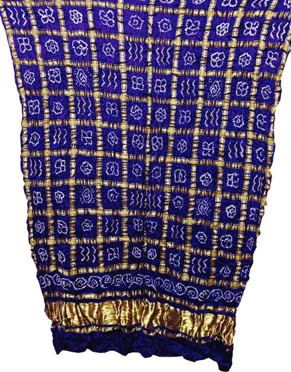 Blue Bandhani Pure Gajji Silk Gharchola Design Dupatta - Luxurion World