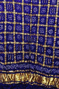 Blue Bandhani Pure Gajji Silk Gharchola Design Dupatta - Luxurion World- Crafted Heirlooms