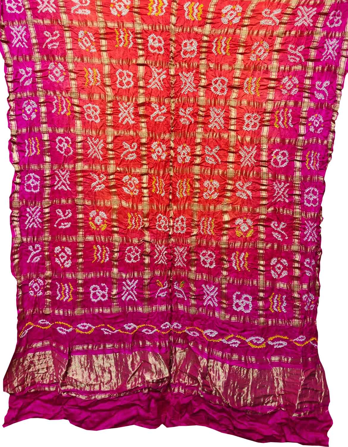 Multicolor Bandhani Pure Gajji Silk Gharchola Design Dupatta - Luxurion World- Crafted Heirlooms