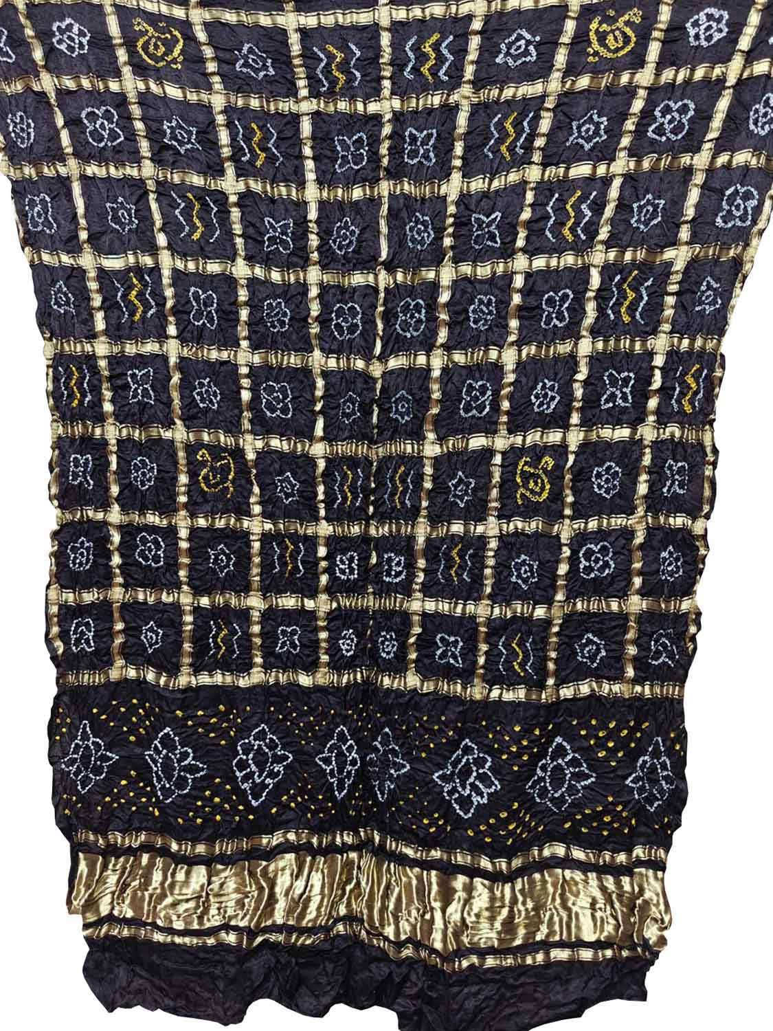 Exquisite Black Bandhani Pure Gajji Silk Gharchola Design Dupatta - Luxurion World