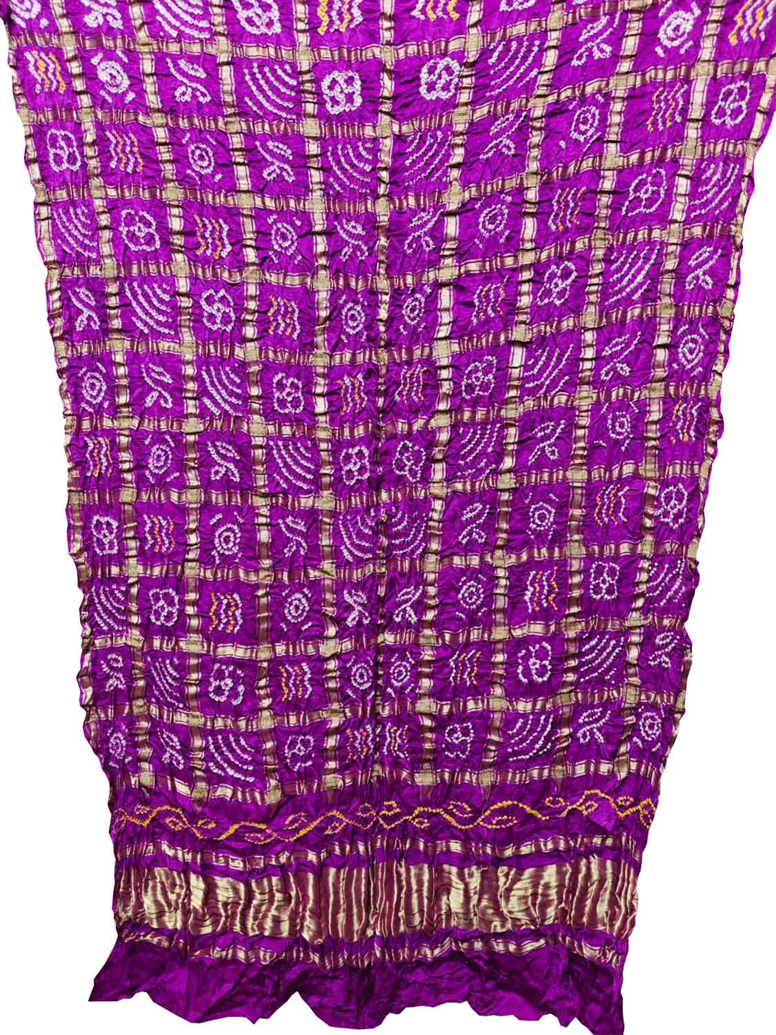 Elegant Purple Bandhani Pure Gajji Silk Gharchola Design Dupatta - Luxurion World