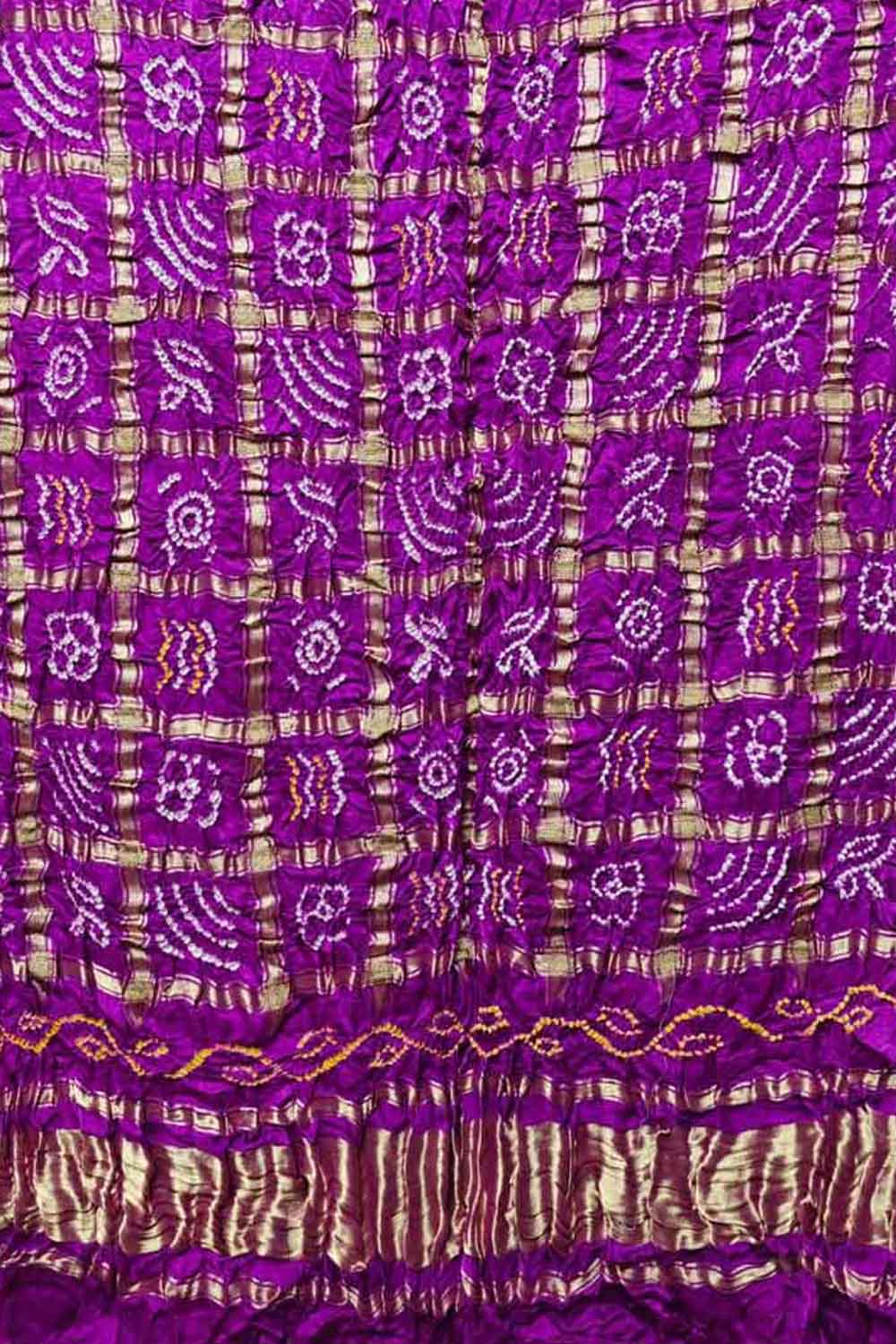 Elegant Purple Bandhani Pure Gajji Silk Gharchola Design Dupatta - Luxurion World
