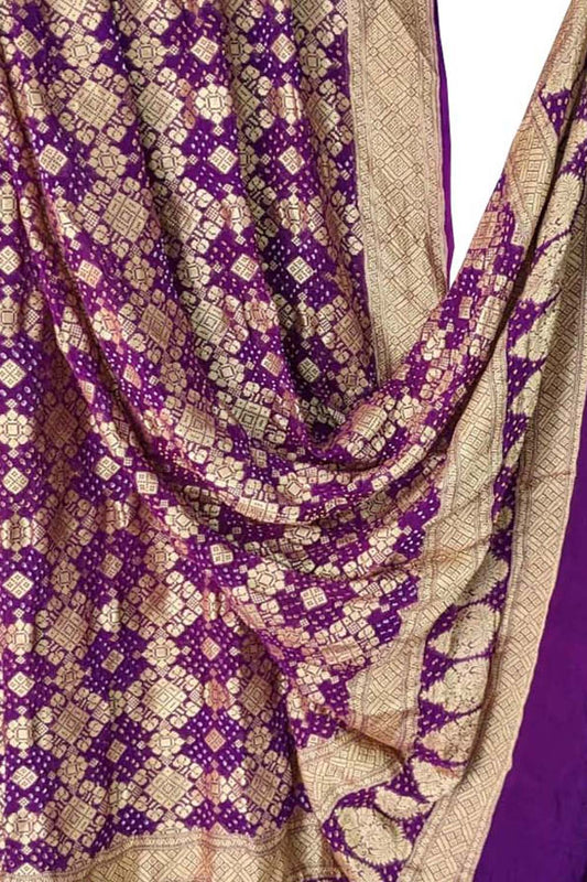 Stunning Purple Banarasi Bandhani Georgette Dupatta - Pure Elegance