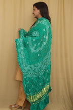 Stunning Blue Bandhani Gajji Silk Dupatta - Pure Elegance - Luxurion World