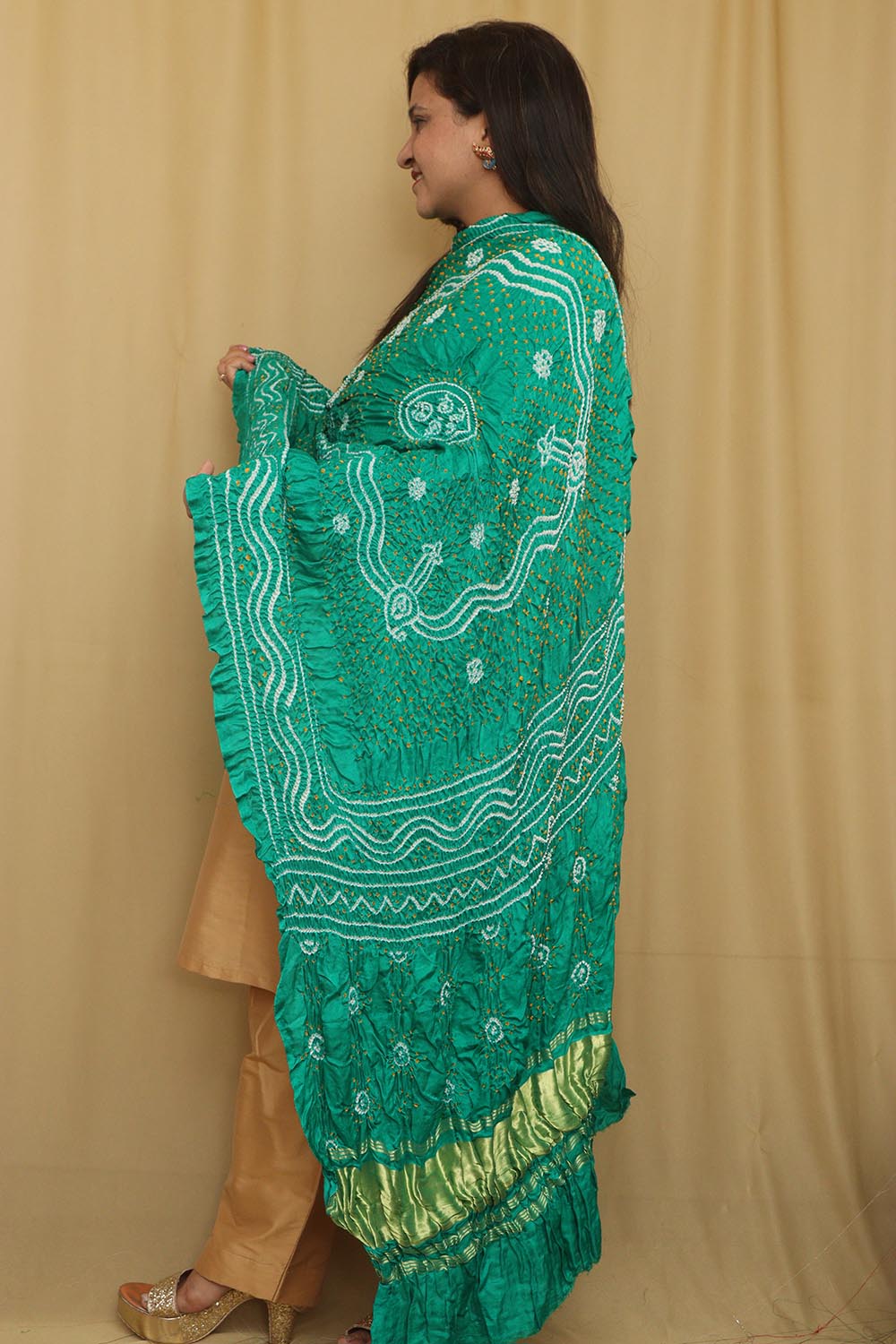 Stunning Blue Bandhani Gajji Silk Dupatta - Pure Elegance - Luxurion World