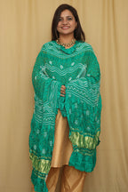 Stunning Blue Bandhani Gajji Silk Dupatta - Pure Elegance - Luxurion World