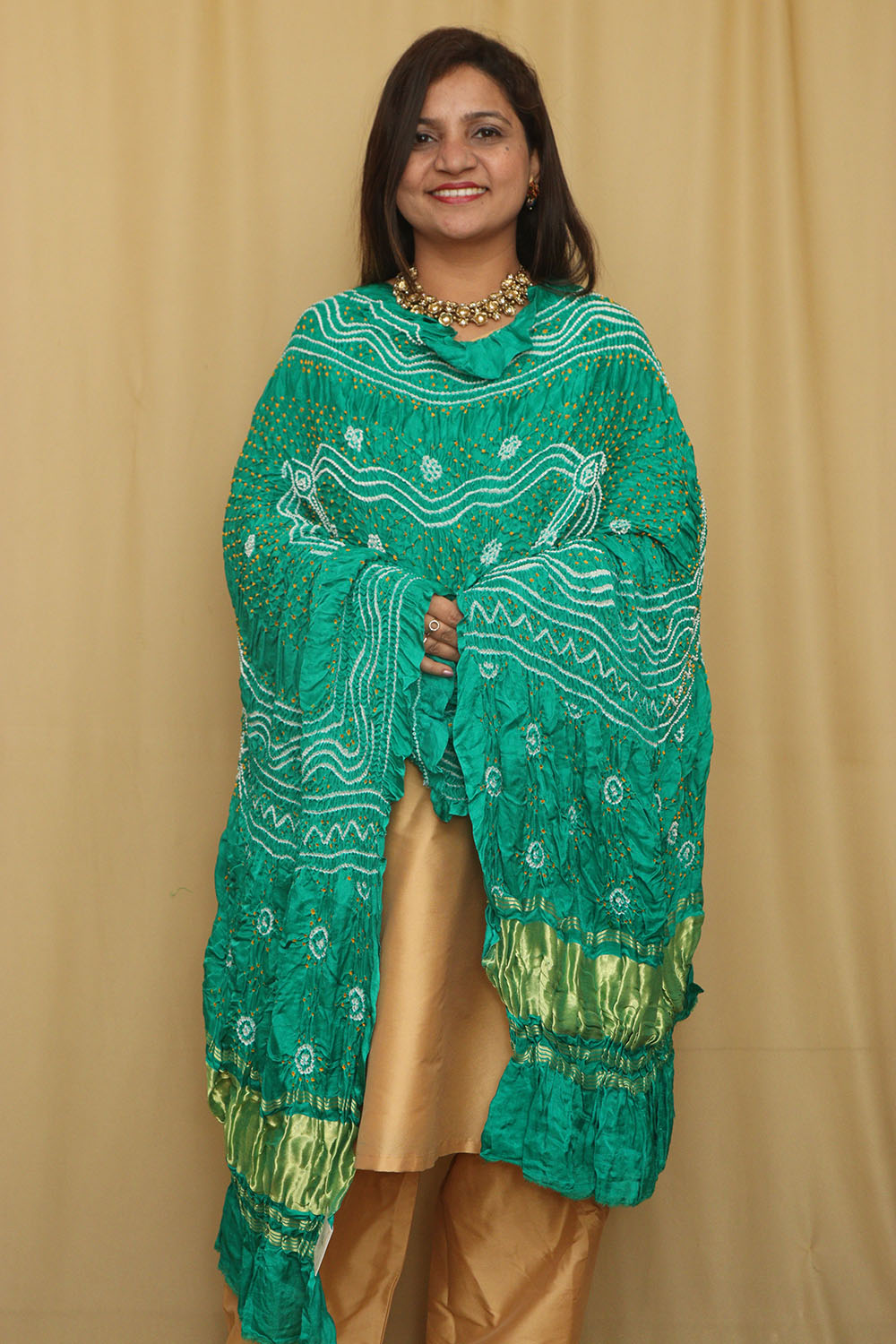 Stunning Blue Bandhani Gajji Silk Dupatta - Pure Elegance - Luxurion World