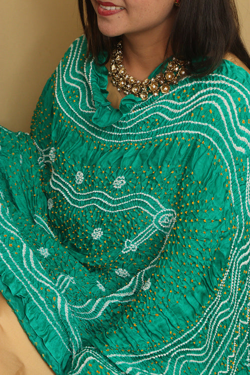 Stunning Blue Bandhani Gajji Silk Dupatta - Pure Elegance - Luxurion World