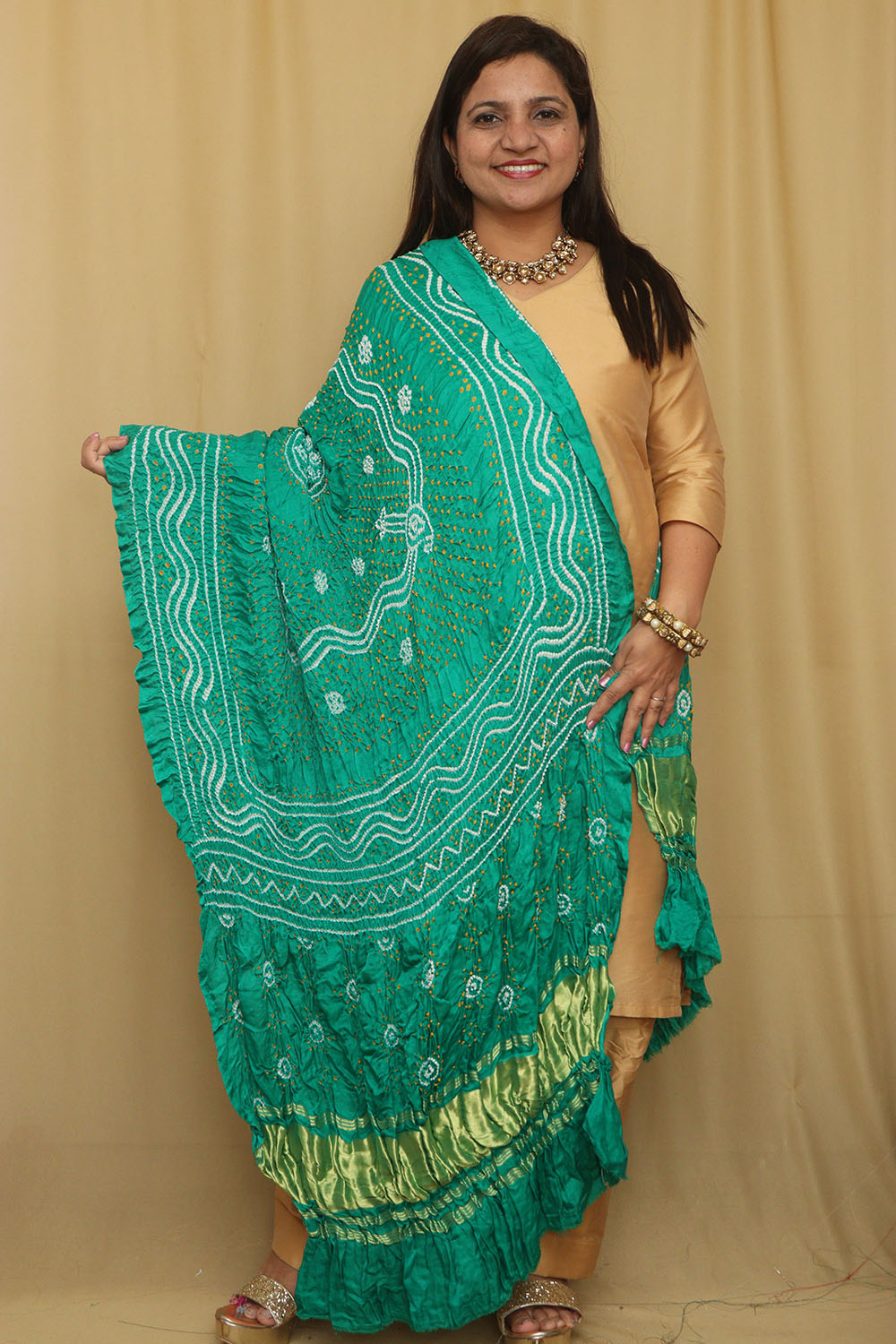 Stunning Blue Bandhani Gajji Silk Dupatta - Pure Elegance - Luxurion World
