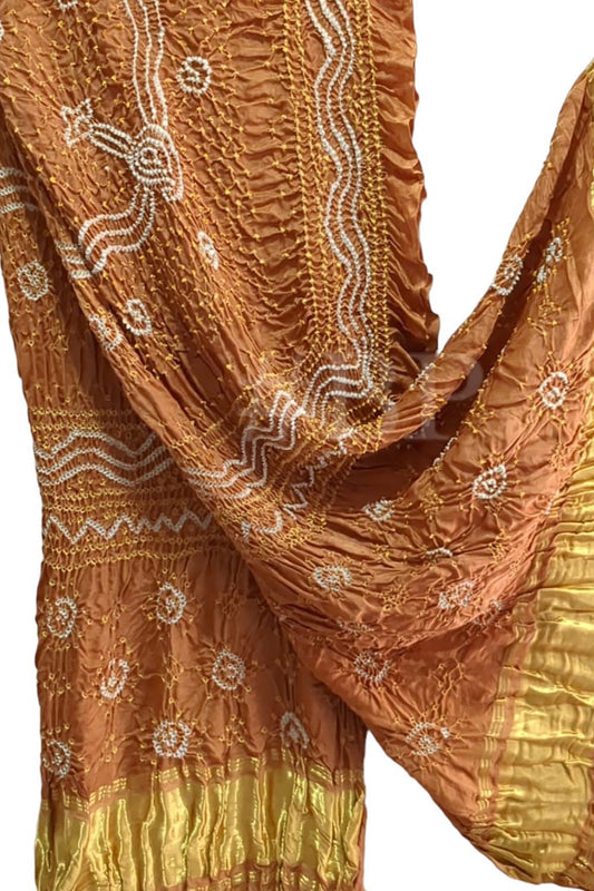 Stylish Mustard Yellow Bandhani Gajji Silk Dupatta for Ethnic Look - Luxurion World