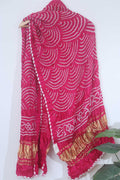 Pink Bandhani Pure Gajji Silk Dupatta - Luxurion World
