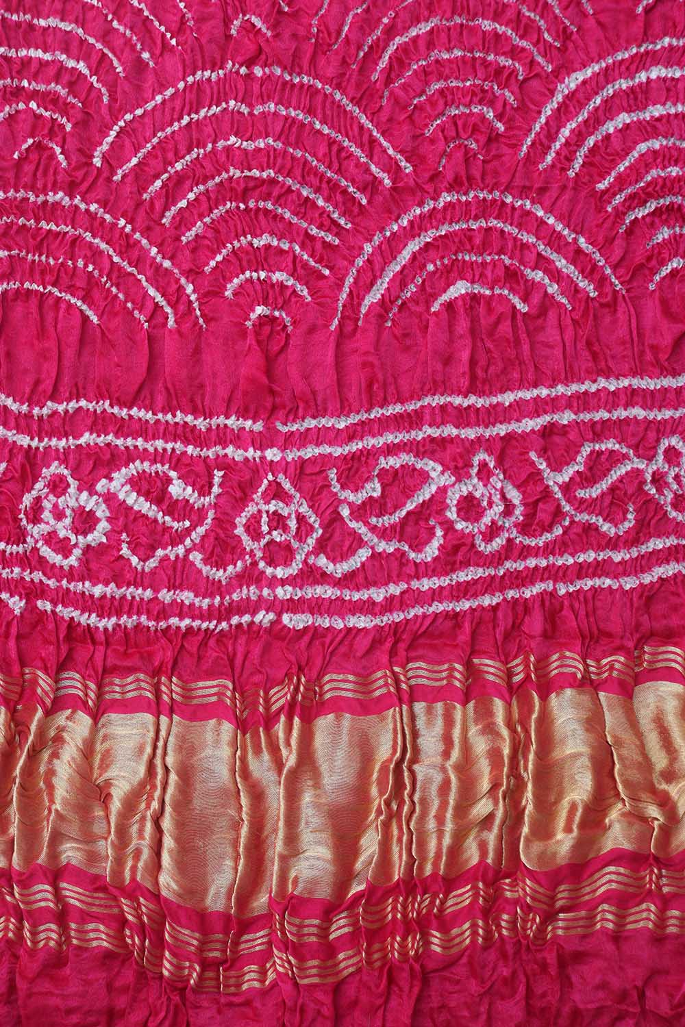 Pink Bandhani Pure Gajji Silk Dupatta - Luxurion World