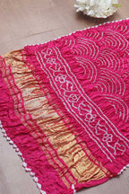 Pink Bandhani Pure Gajji Silk Dupatta - Luxurion World