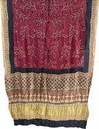 Elegant Maroon Bandhani Ajrakh Gajji Silk Dupatta - Luxurion World