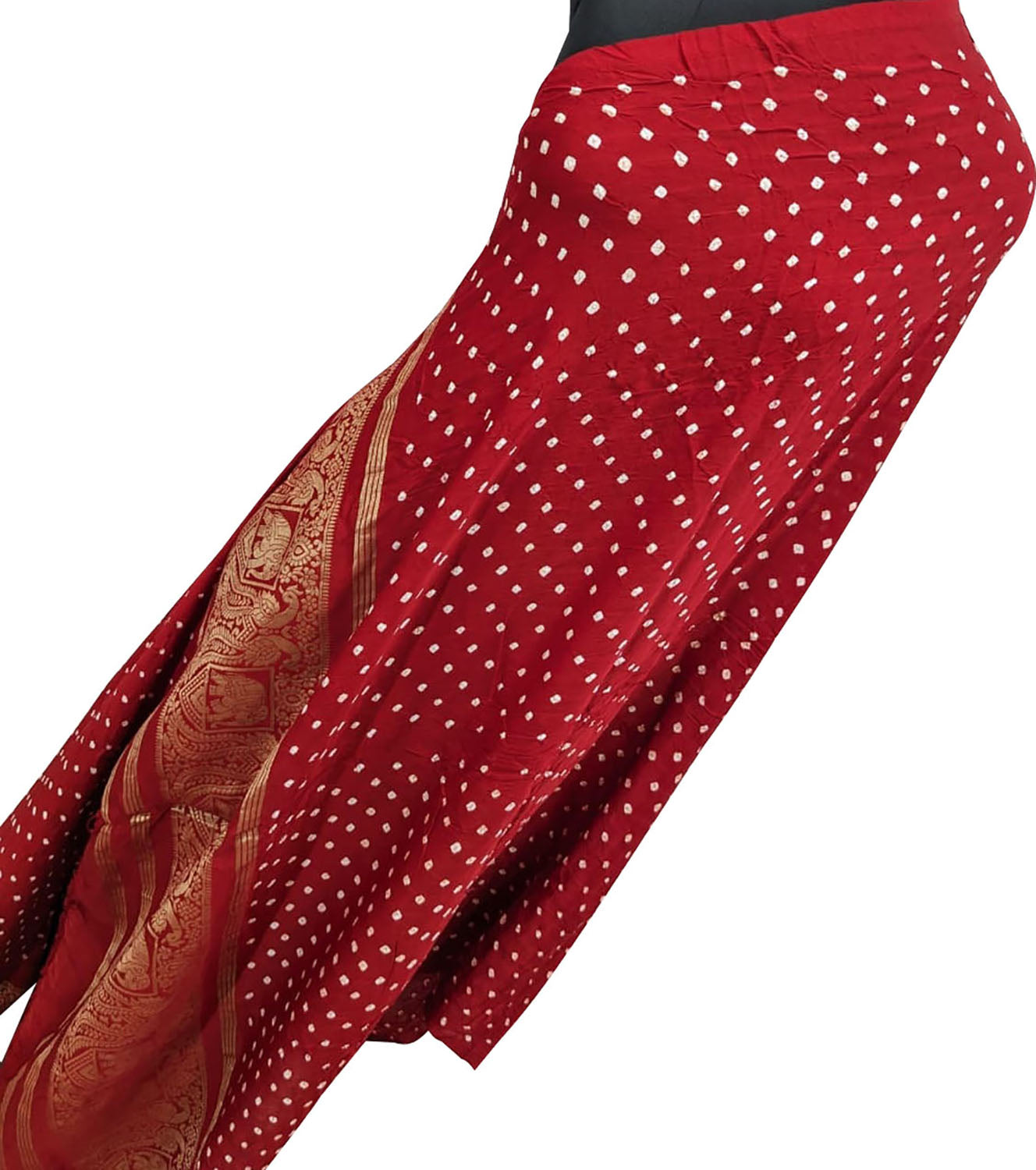 Stunning Red Bandhani Silk Dupatta with Tissue Border - Luxurion World