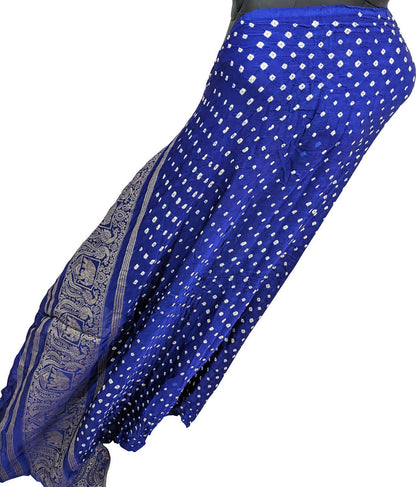 Blue Bandhani Modal Silk Dupatta with Tissue Border - Luxurion World