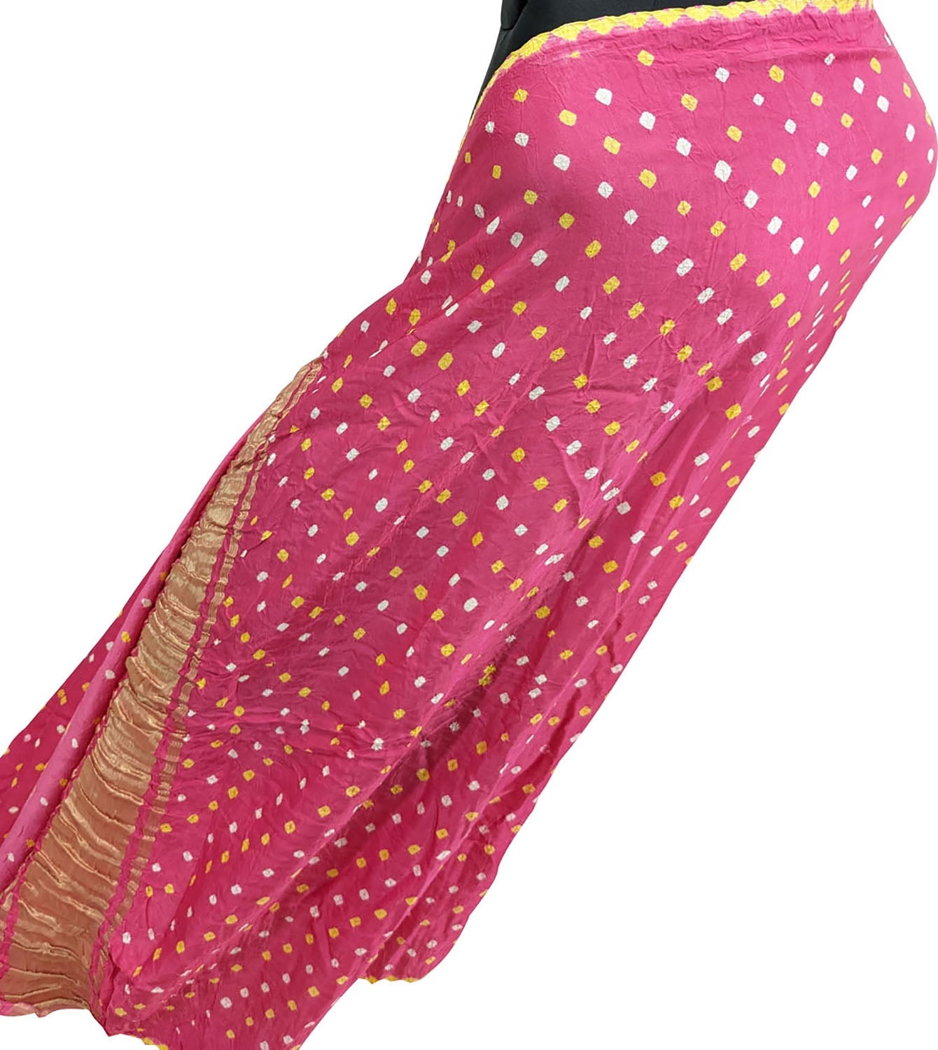 Beautiful Pink Bandhani Silk Dupatta with Tissue Border - Luxurion World