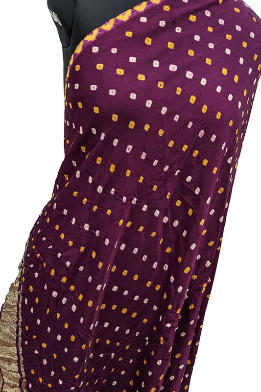 Stunning Purple Bandhani Modal Silk Dupatta - Luxurion World