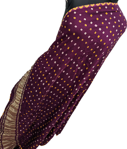 Stunning Purple Bandhani Modal Silk Dupatta - Luxurion World