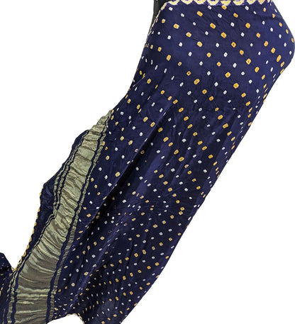 Blue Bandhani Modal Silk Dupatta with Tissue Border - Luxurion World