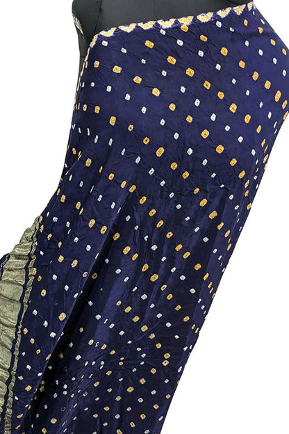 Blue Bandhani Modal Silk Dupatta with Tissue Border - Luxurion World