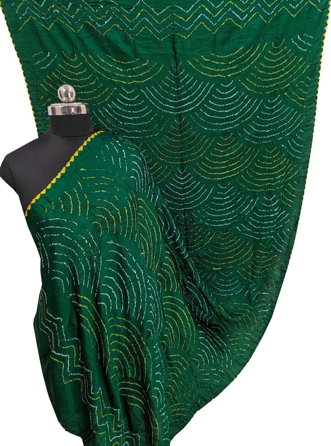 Handcrafted Green Bandhani Gajji Silk Dupatta - Luxurion World