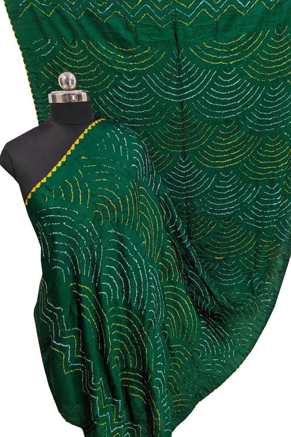 Handcrafted Green Bandhani Gajji Silk Dupatta - Luxurion World