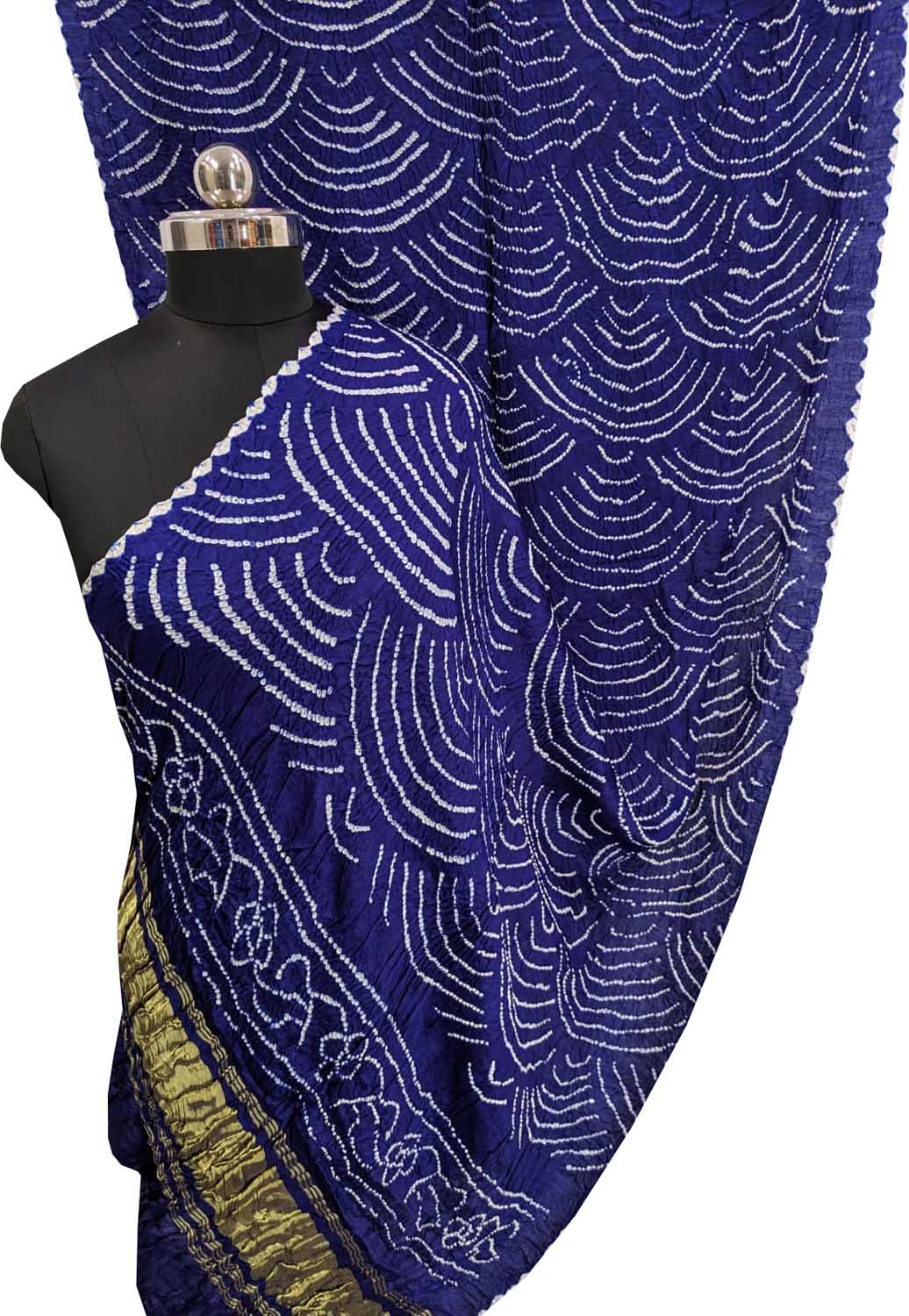 Blue Bandhani Gajji Silk Dupatta - Pure Elegance - Luxurion World