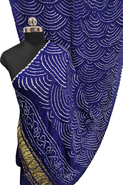 Blue Bandhani Gajji Silk Dupatta - Pure Elegance - Luxurion World