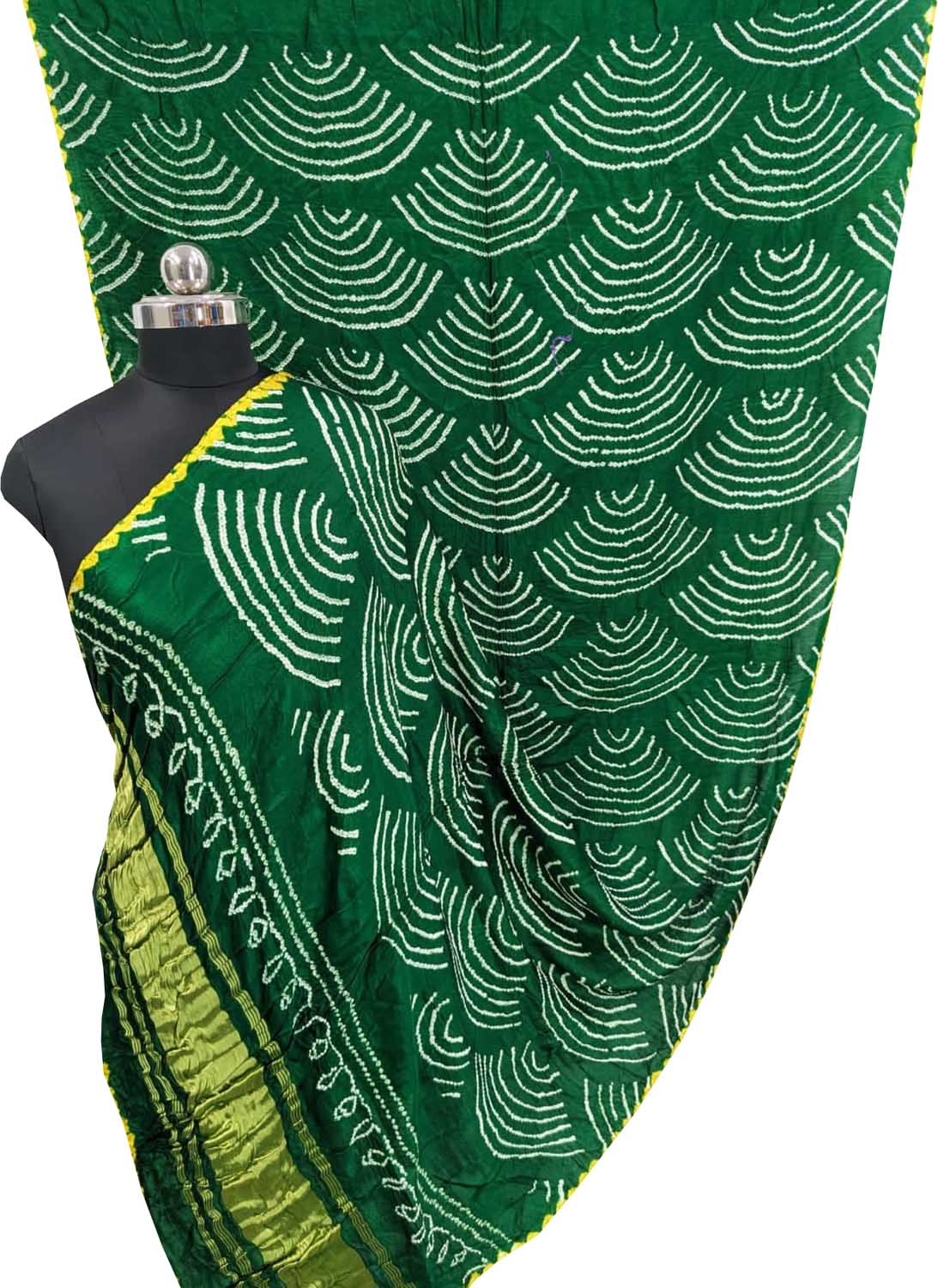 Green Bandhani Gajji Silk Dupatta - Pure Elegance - Luxurion World