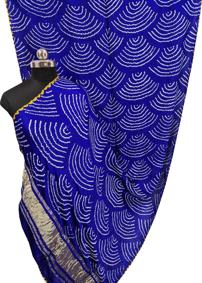Blue Bandhani Gajji Silk Dupatta - Elegant and Luxurious - Luxurion World