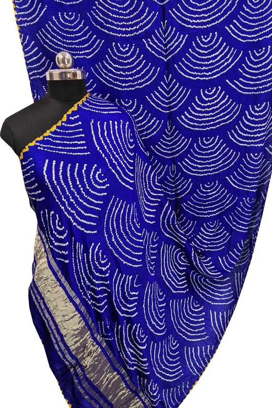 Blue Bandhani Gajji Silk Dupatta - Elegant and Luxurious - Luxurion World