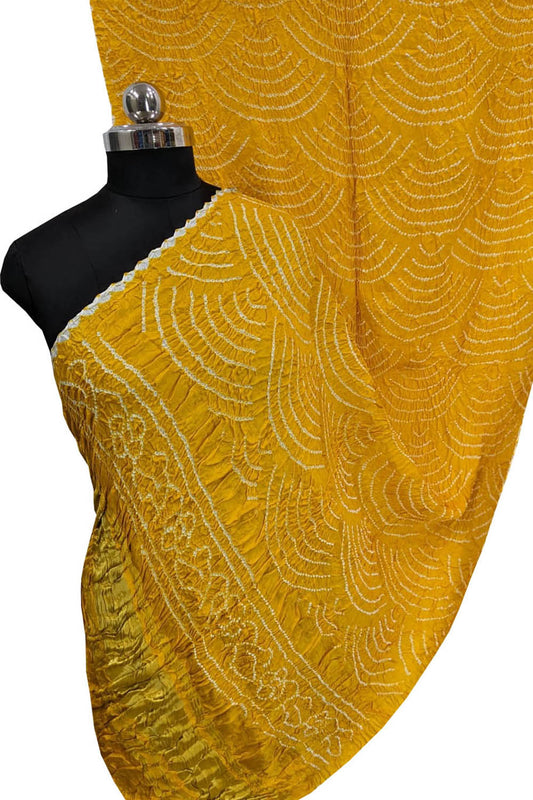 Yellow Bandhani Gajji Silk Dupatta - Vibrant and Elegant - Luxurion World